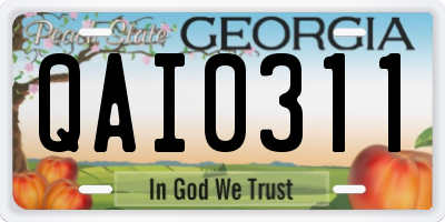 GA license plate QAI0311