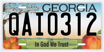GA license plate QAI0312