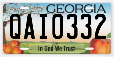 GA license plate QAI0332