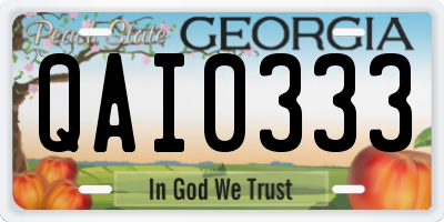 GA license plate QAI0333