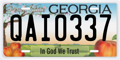 GA license plate QAI0337