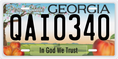 GA license plate QAI0340