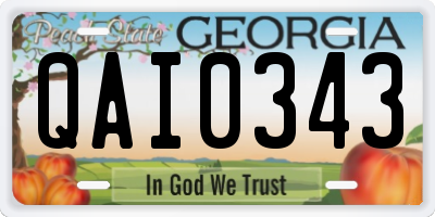 GA license plate QAI0343