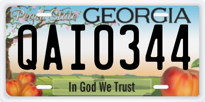 GA license plate QAI0344