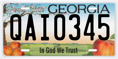 GA license plate QAI0345