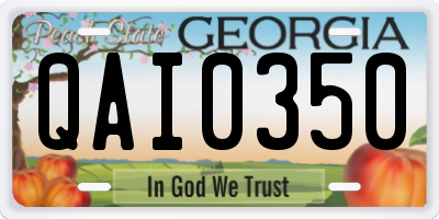 GA license plate QAI0350
