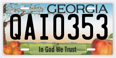 GA license plate QAI0353