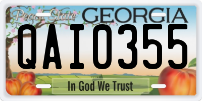 GA license plate QAI0355