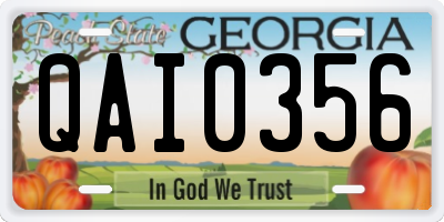 GA license plate QAI0356