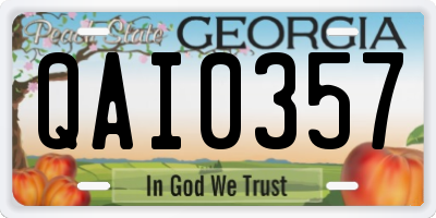 GA license plate QAI0357