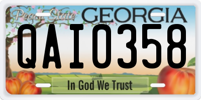 GA license plate QAI0358