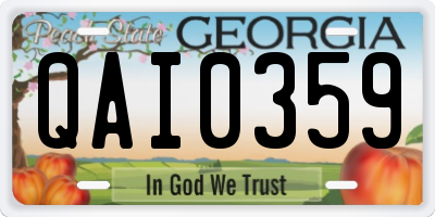 GA license plate QAI0359