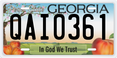 GA license plate QAI0361