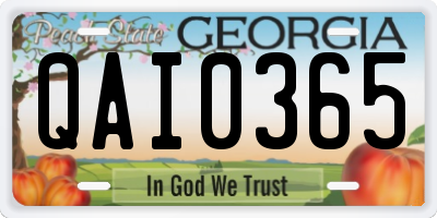 GA license plate QAI0365