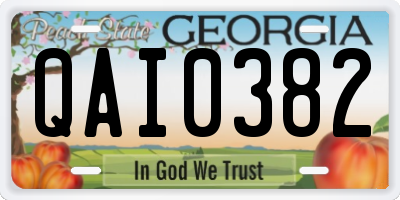 GA license plate QAI0382