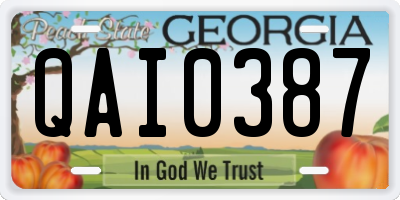 GA license plate QAI0387