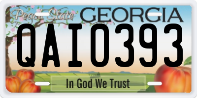 GA license plate QAI0393