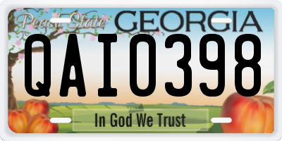 GA license plate QAI0398