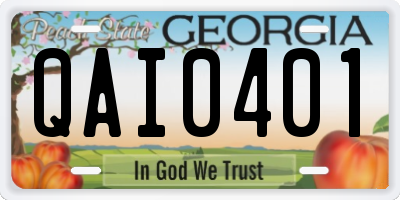 GA license plate QAI0401