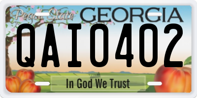 GA license plate QAI0402