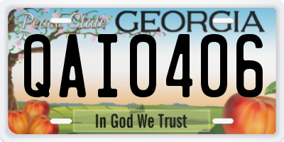 GA license plate QAI0406