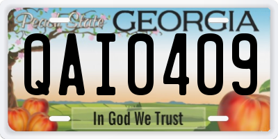 GA license plate QAI0409