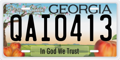 GA license plate QAI0413
