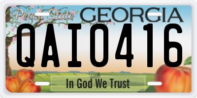 GA license plate QAI0416