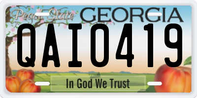 GA license plate QAI0419
