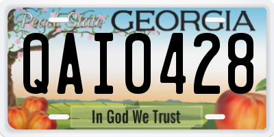 GA license plate QAI0428