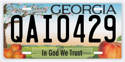 GA license plate QAI0429