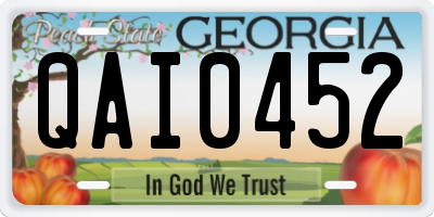 GA license plate QAI0452