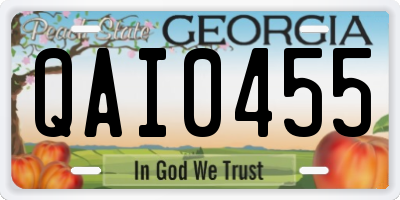 GA license plate QAI0455