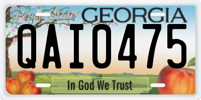 GA license plate QAI0475