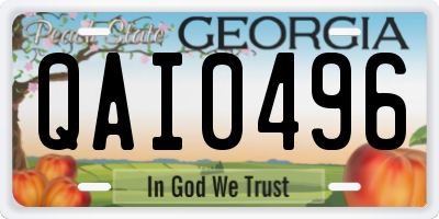 GA license plate QAI0496