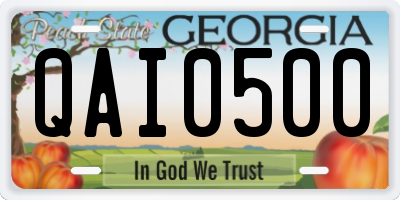 GA license plate QAI0500