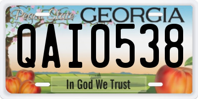 GA license plate QAI0538