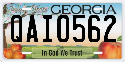 GA license plate QAI0562
