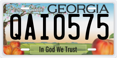GA license plate QAI0575