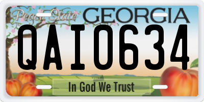 GA license plate QAI0634