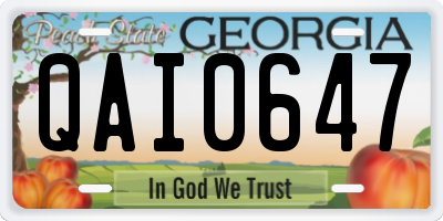 GA license plate QAI0647