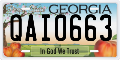 GA license plate QAI0663
