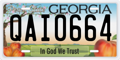 GA license plate QAI0664