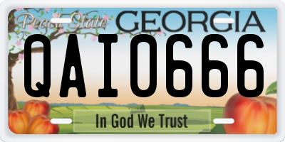 GA license plate QAI0666