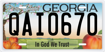 GA license plate QAI0670