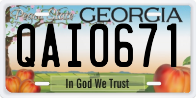 GA license plate QAI0671