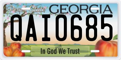 GA license plate QAI0685