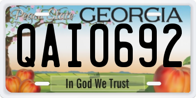 GA license plate QAI0692