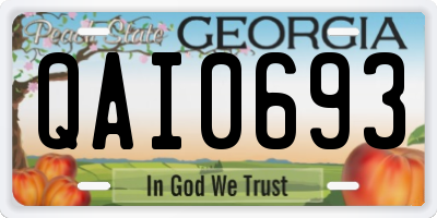 GA license plate QAI0693