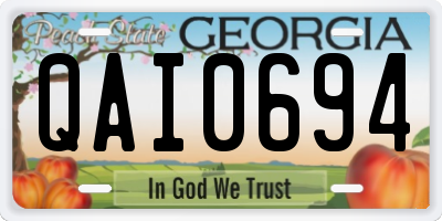 GA license plate QAI0694